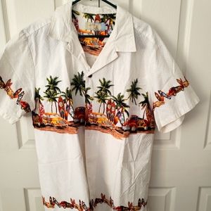 Mens 2XL High Surf off white Hawaiian shirt